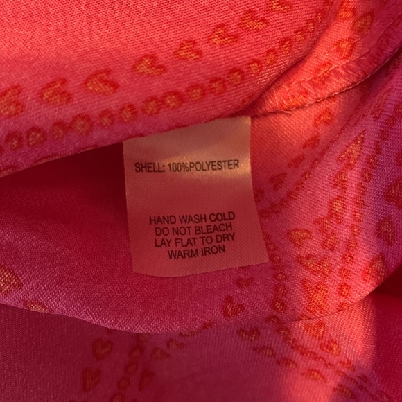 Bailey 44 size small satin button down shirt cropped front tie hearts pink red - Picture 11 of 14